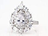 White Cubic Zirconia Rhodium Over Sterling Silver Ring 6.79ctw