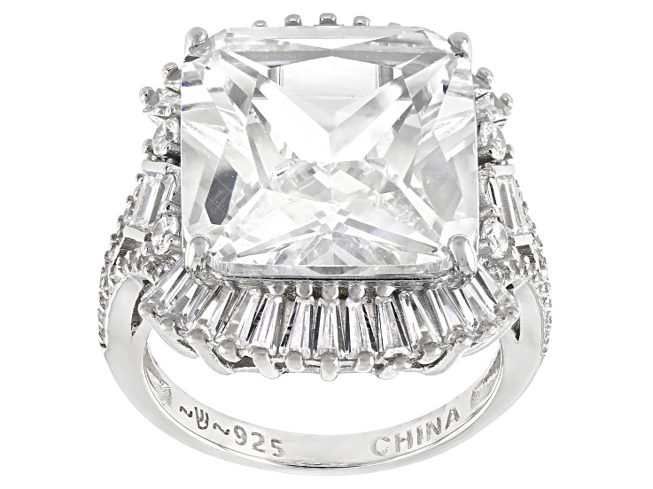 ヘトロジェニティ　Raw Face/Blasted Silver White Cubic Zirconia Rhodium Over Sterling Silver Ring 6.20