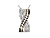 Champagne And White Cubic Zirconia Rhodium Over Sterling Silver Pendant With Chain 0.98ctw