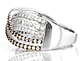 Champagne And White Cubic Zirconia Rhodium Over Sterling Silver Ring 1.25ctw