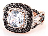 Mocha And White Cubic Zirconia 18k Rose Gold Over Sterling Silver Ring 4.86ctw