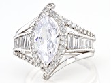 White Cubic Zirconia Rhodium Over Sterling Silver Ring 4.05ctw