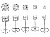 White Cubic Zirconia Rhodium Over Sterling Silver Earrings Set Of 5 9.09ctw