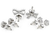 White Cubic Zirconia Rhodium Over Sterling Silver Earrings Set of 3 4.39ctw
