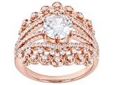 White Cubic Zirconia 18k Rose Gold Over Sterling Silver Ring 2.86ctw