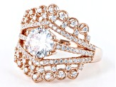 White Cubic Zirconia 18k Rose Gold Over Sterling Silver Ring 2.86ctw