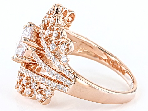 White Cubic Zirconia 18k Rose Gold Over Sterling Silver Ring 2.86ctw