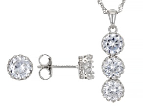 White Cubic Zirconia Rhodium Over Sterling Silver Jewelry Set 6.46ctw