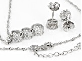 White Cubic Zirconia Rhodium Over Sterling Silver Jewelry Set 6.46ctw