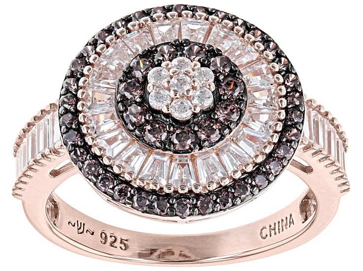 Mocha And White Cubic Zirconia 18k Rose Gold Over Sterling