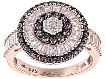 Picture of Mocha And White Cubic Zirconia 18k Rose Gold Over Sterling Silver Ring 2.41ctw