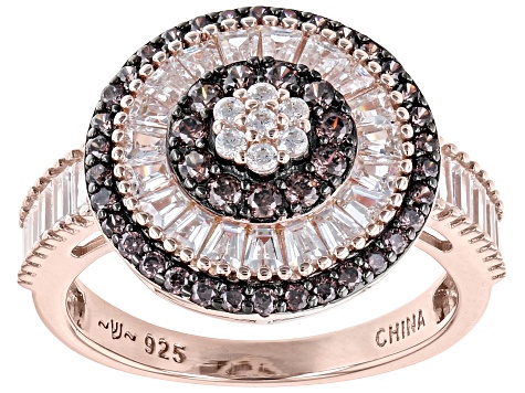 Mocha And White Cubic Zirconia 18k Rose Gold Over Sterling Silver Ring 2.41ctw