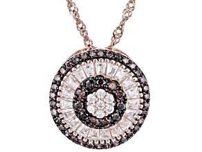 Mocha And White Cubic Zirconia 18k Rose Gold Over Sterling Silver Pendant With Chain 1.72ctw