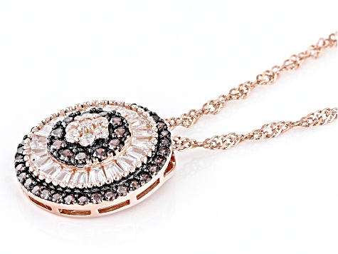Mocha And White Cubic Zirconia 18k Rose Gold Over Sterling Silver Pendant With Chain 1.72ctw