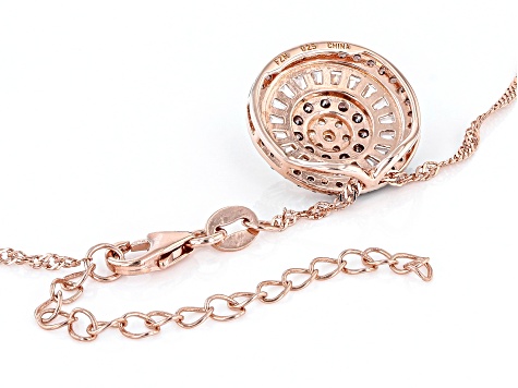 Mocha And White Cubic Zirconia 18k Rose Gold Over Sterling Silver Pendant With Chain 1.72ctw