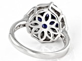 Blue And White Cubic Zirconia Rhodium Over Sterling Silver Ring 6.60ctw