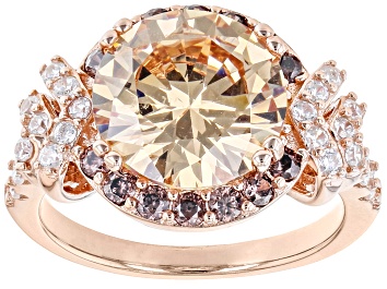 Picture of Champagne, White, And Mocha Cubic Zirconia 18k Rose Gold Over Sterling Silver Ring 8.96ctw