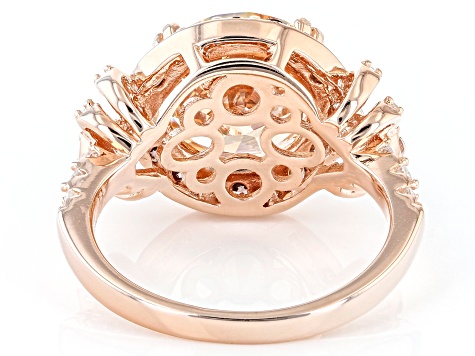 Champagne, White, And Mocha Cubic Zirconia 18k Rose Gold Over Sterling Silver Ring 8.96ctw