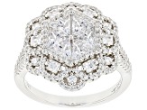 White Cubic Zirconia Rhodium Over Sterling Silver Ring 3.36ctw