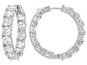 White Cubic Zirconia Rhodium Over Sterling Silver Hoops 16.98ctw