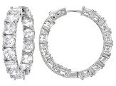 White Cubic Zirconia Rhodium Over Sterling Silver Hoops 16.98ctw