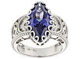 Blue Cubic Zirconia Platinum Over Sterling Silver Ring 8.65ctw