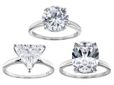 White Cubic Zirconia Platinum Over Sterling Silver 3 Ring Set 17.38ctw
