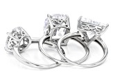 White Cubic Zirconia Platinum Over Sterling Silver 3 Ring Set 17.38ctw