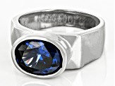 Blue Cubic Zirconia Rhodium Over Sterling Silver Ring 4.59ctw