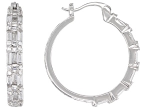 White Cubic Zirconia Platinum Over Sterling Silver Hoops 2.68ctw