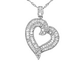 White Cubic Zirconia Rhodium Over Sterling Silver Heart Pendant With Chain 2.58ctw