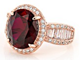 Red Lab Created Ruby And White Cubic Zirconia 18k Rose Gold Over Sterling Silver Ring 6.82ctw