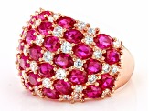 Red Lab Created Ruby And White Cubic Zirconia 18k Rose Gold Over Sterling Silver Ring 9.63ctw