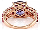 Lab Created Ruby With Purple And White Cubic Zirconia 18k Rose Gold Over Silver Ring 7.96ctw