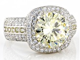 Canary And White Cubic Zirconia Rhodium Over Sterling Silver Ring 6.95ctw