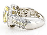 Canary And White Cubic Zirconia Rhodium Over Sterling Silver Ring 6.95ctw