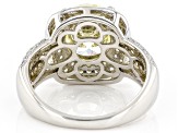 Canary And White Cubic Zirconia Rhodium Over Sterling Silver Ring 6.95ctw