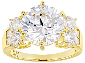 White Cubic Zirconia 18k Yellow Gold Over Sterling Silver Ring 9.62ctw