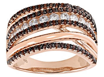 Picture of Mocha And White Cubic Zirconia 18k Rose Gold Over Sterling Silver Ring 1.99ctw