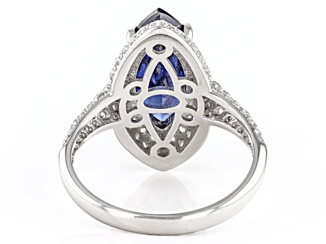 Blue And White Cubic Zirconia Platinum Over Sterling Silver Ring 7.50ctw