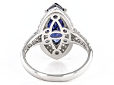 Blue And White Cubic Zirconia Platinum Over Sterling Silver Ring 7.50ctw