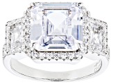 White Cubic Zirconia Rhodium Over Sterling Silver Asscher Cut Ring 8.68ctw