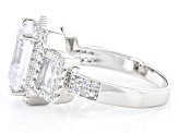 White Cubic Zirconia Rhodium Over Sterling Silver Asscher Cut Ring 8.68ctw