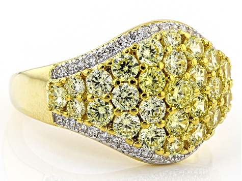 White And Yellow Cubic Zirconia Rhodium And 18K Yellow Gold Over Sterling Silver Ring 3.87ctw