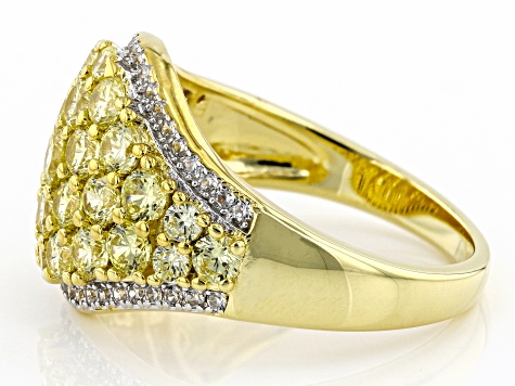 White And Yellow Cubic Zirconia Rhodium And 18K Yellow Gold Over Sterling Silver Ring 3.87ctw