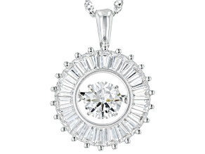 White Cubic Zirconia Rhodium Over Sterling Silver Dancing Pendant 3.05ctw