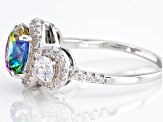 Multicolor And White Cubic Zirconia Rhodium Over Sterling Silver Ring 4.07ctw