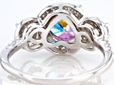 Multicolor And White Cubic Zirconia Rhodium Over Sterling Silver Ring 4.07ctw