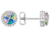 Multicolor And White Cubic Zirconia Rhodium Over Sterling Silver Earrings 2.90ctw