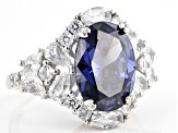 Blue And White Cubic Zirconia Rhodium Over Sterling Silver Ring 11.80ctw